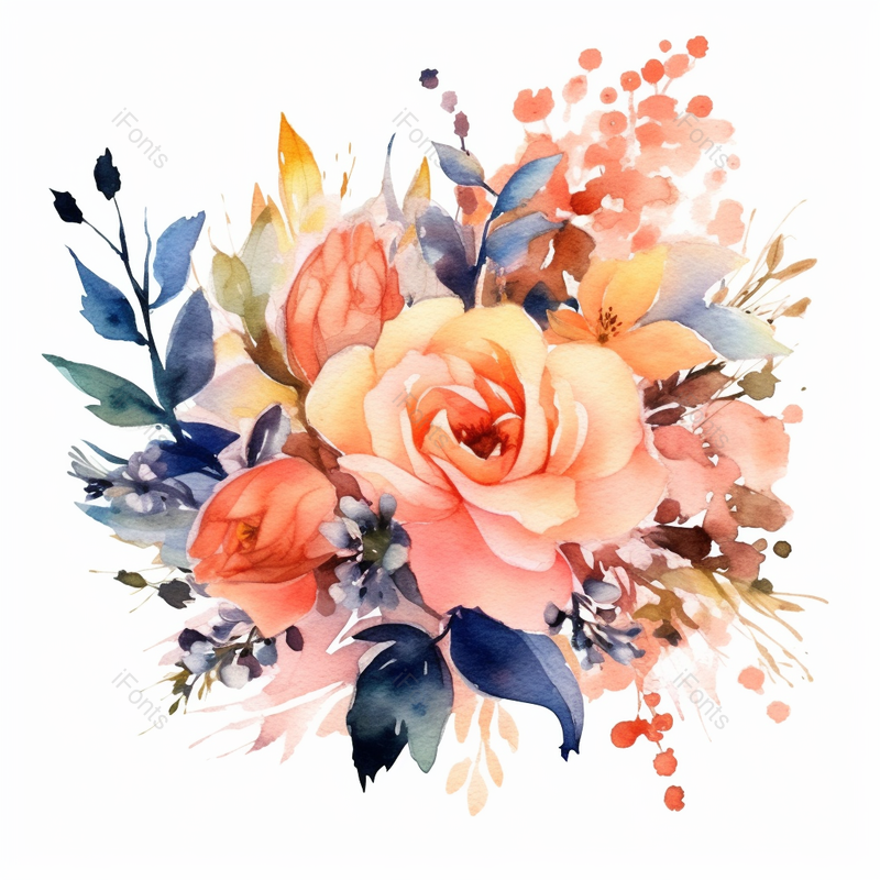 美艳粉色玫瑰花束植物春天水彩画唯美插画,插画/手绘图,插画/手绘图库,插画/手绘图下载,插画/手绘